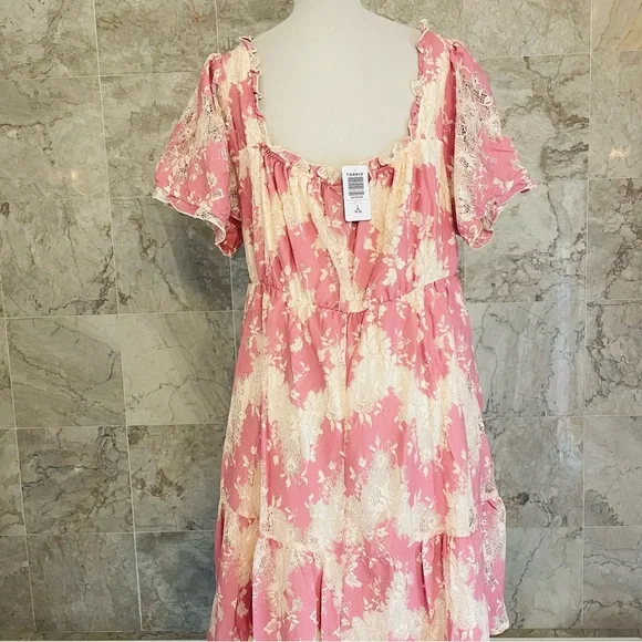 Torrid Mini Two Tone Lace Tiered Babydoll Dress - Picture 6 of 9